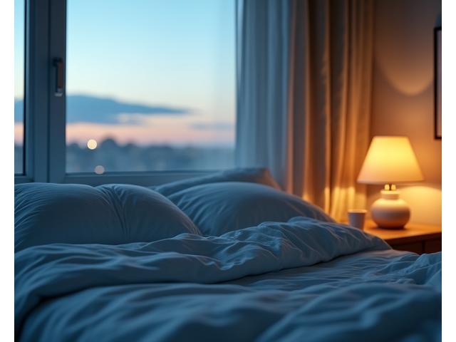 Pessoa tranquila dormindo em um quarto aconchegante e bem iluminado, simbolizando o impacto positivo de uma boa higiene do sono.